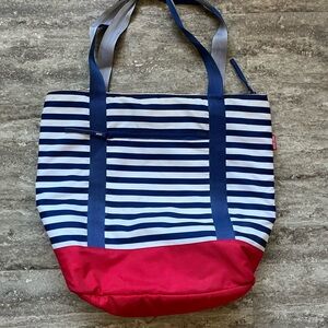 Striped Tote Bag with Red Accent (Arctic Zone)